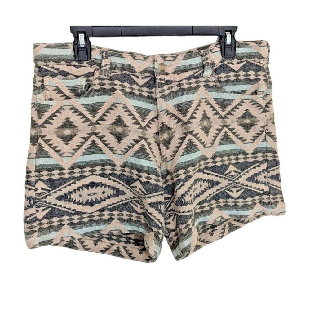 Dylan By True Grit Women's Short Mid Rise Aztec Western 100% Cotton Knit 8